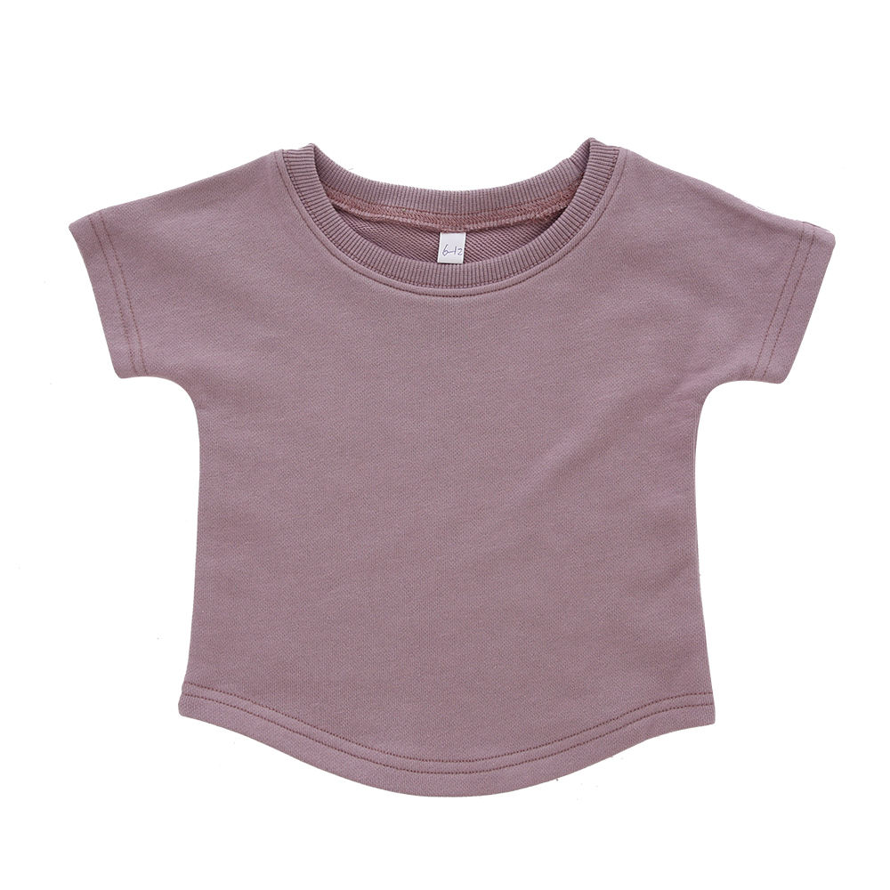 Классическая футболка из 100% хлопка, однотонная одежда для сна, топы из бамбукового органического хлопка с короткими рукавами для малышей, детская одежда
