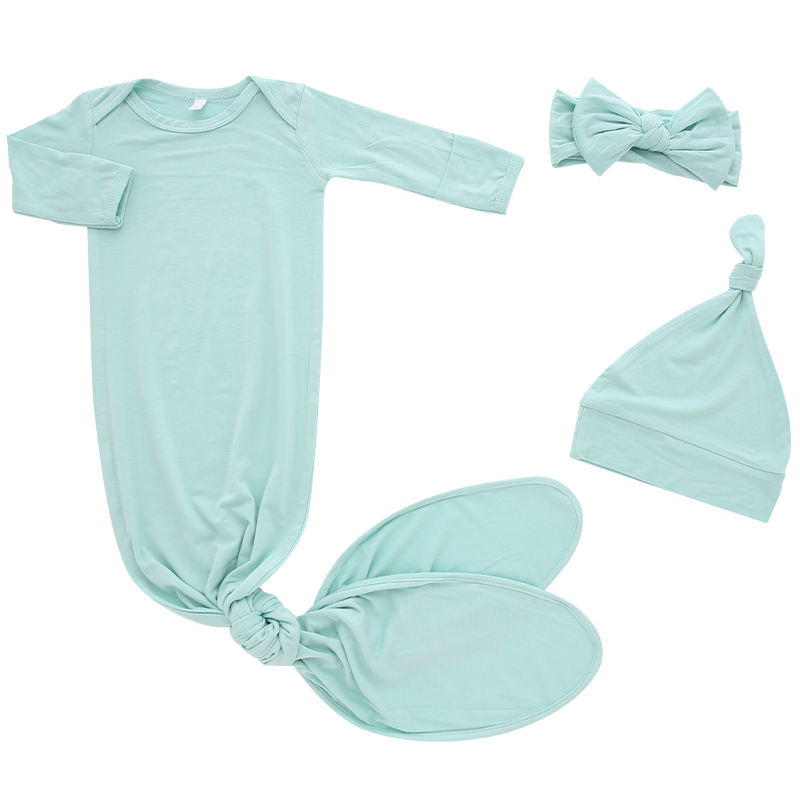 Пижамные комплекты для новорожденных, трикотажные комплекты из 100% хлопка с длинными рукавами, одежда для малышей, мешок для сна с шапкой и повязкой на голову, аксессуары