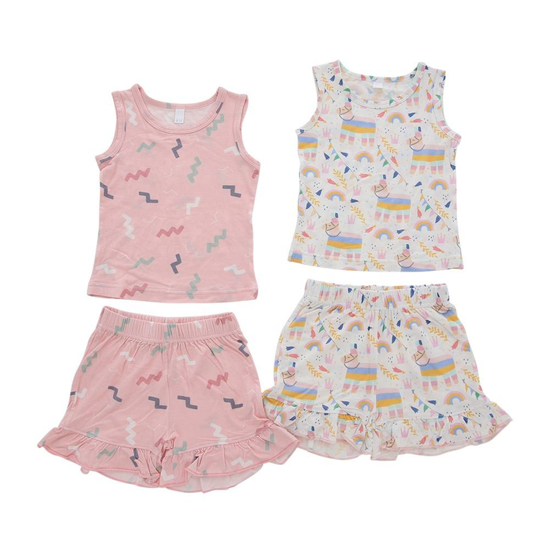 Лидер продаж, оптовая продажа, комплект дышащей одежды из 100% хлопка, бамбуковой ткани, летний детский костюм унисекс без рукавов