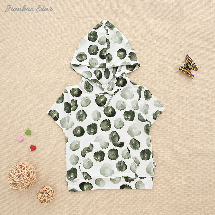 Толстовка с капюшоном для малышей и детей, бамбуковая супермягкая вязаная летняя детская рубашка с короткими рукавами и принтом