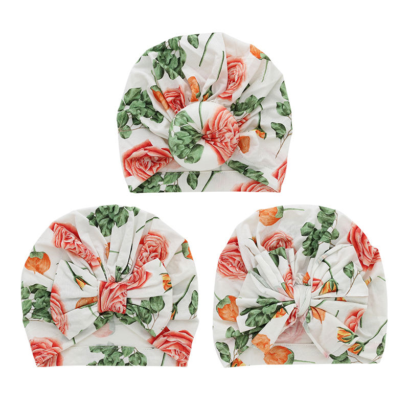 Милые детские шапки из бамбуковой ткани с милым цветочным узором, мусульманские украшения для лица, аксессуары на заказ, детский комбинезон
