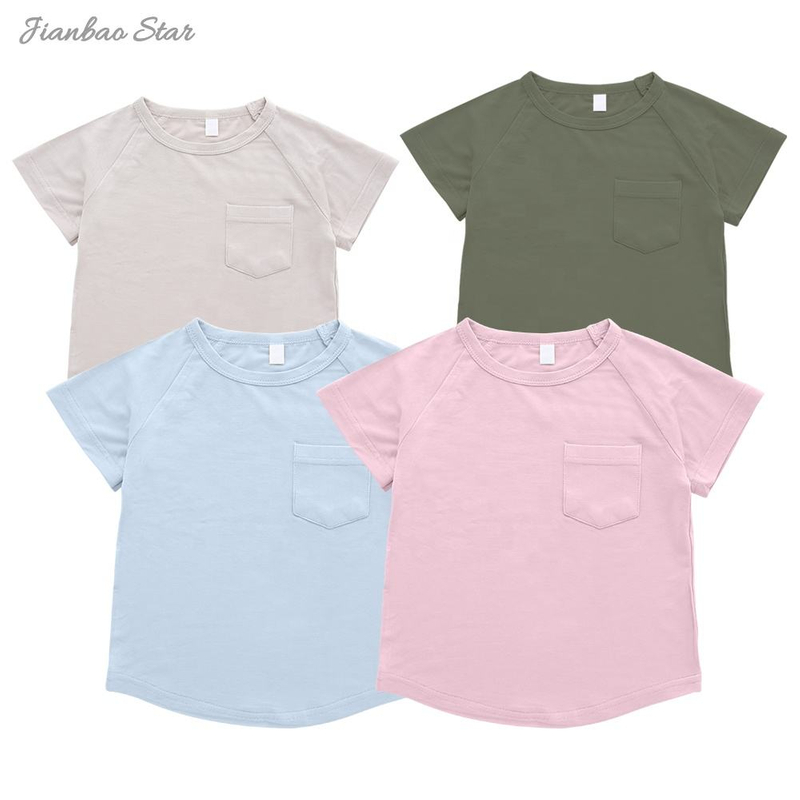 Классический стиль, свободный наряд, оптовая продажа, однотонная одежда для сна, бамбуковая хлопковая футболка с короткими рукавами для младенцев, детей и взрослых