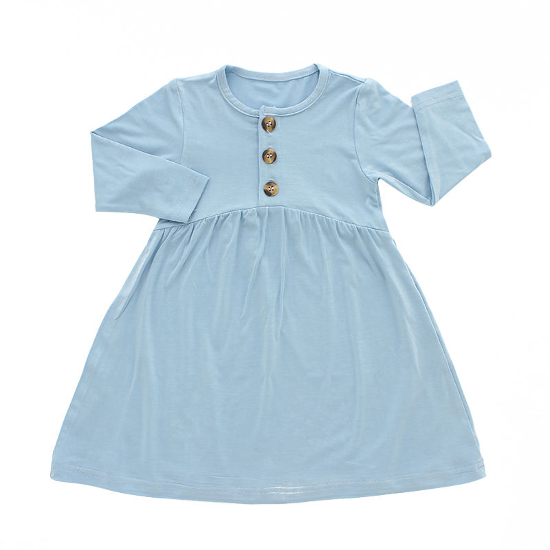 Очень мягкая текстура, бамбуковое вязаное весеннее детское платье с длинными рукавами и пуговицами, дизайнерское платье для маленьких девочек