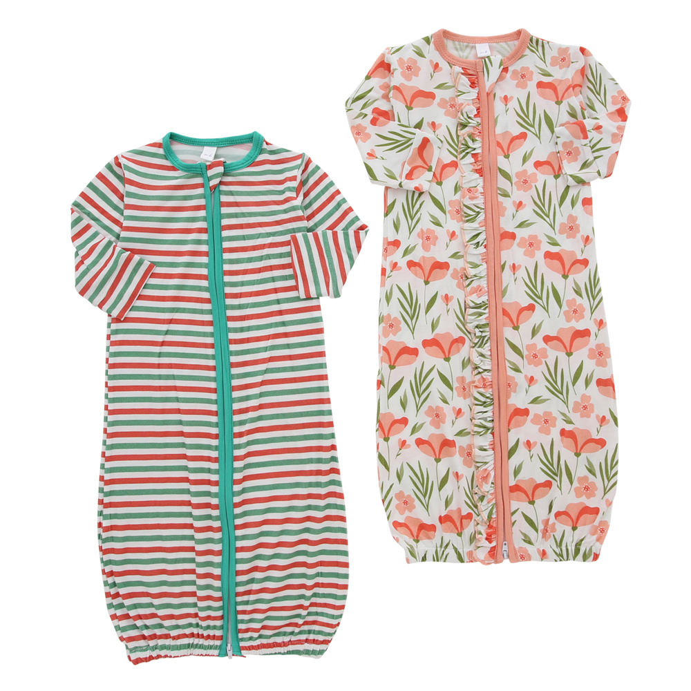 Оптовая продажа, спальный мешок с длинными рукавами и передней молнией, мягкая и милая шапка, комплекты детской ночной рубашки для новорожденных, малышей