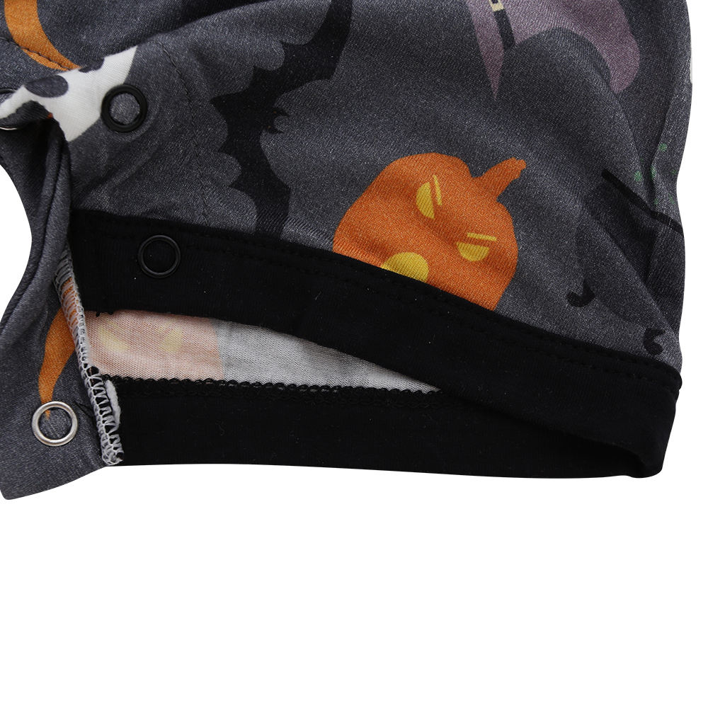 Новые поступления, горячая распродажа, оптовая продажа на заказ, модный вязаный комбинезон с пуговицами на Хэллоуин из 100% хлопка с короткими рукавами