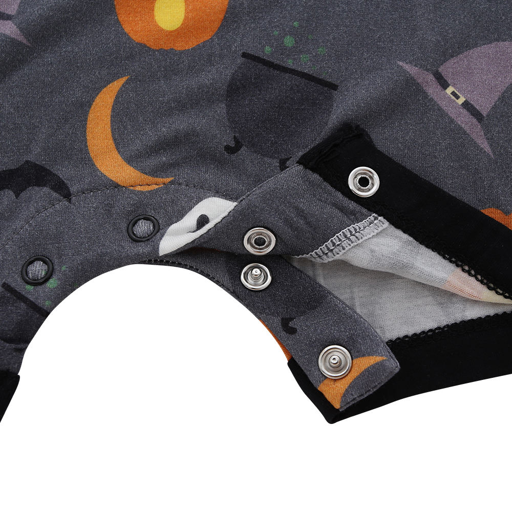 Новые поступления, горячая распродажа, оптовая продажа на заказ, модный вязаный комбинезон с пуговицами на Хэллоуин из 100% хлопка с короткими рукавами