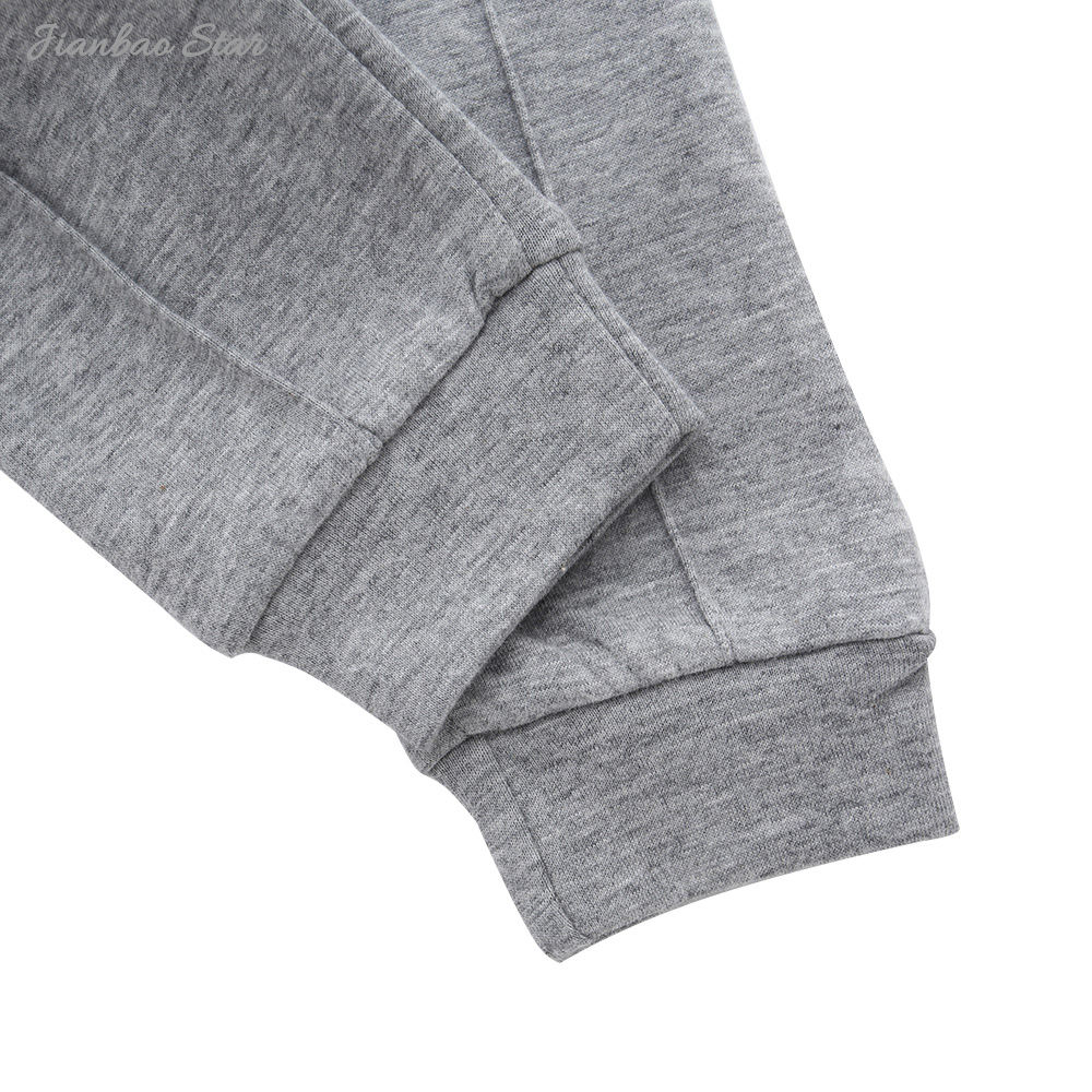 Классический серый оптовый весенне-осенний однотонный комплект одежды с длинными рукавами и капюшоном унисекс для малышей из двух предметов