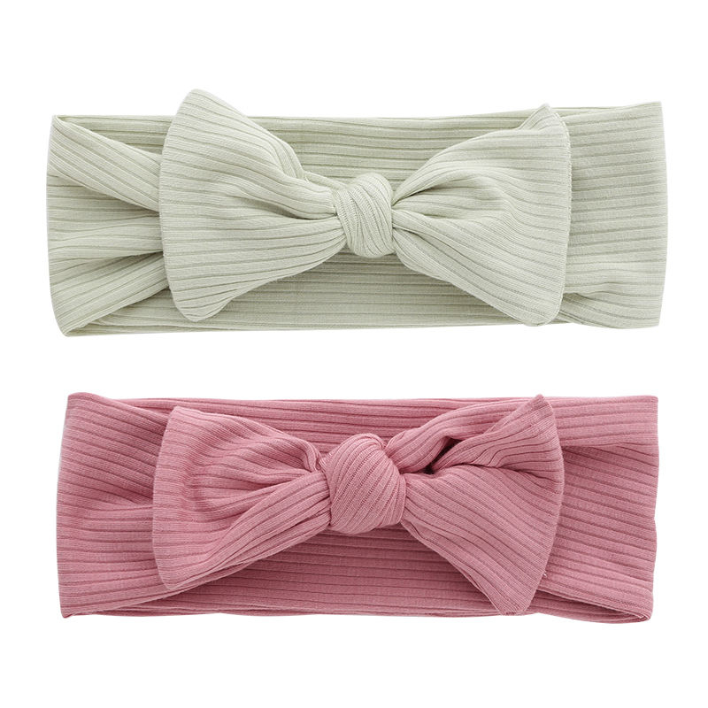 Новый дизайн, бамбуковая вязаная детская повязка на голову, сильная эластичная детская повязка на голову, однотонная, модная, в рубчик