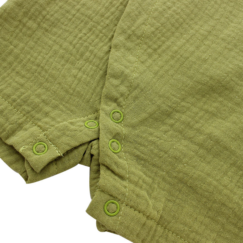 Новый дизайн, 100% хлопок, вязаный на заказ, удобный повседневный комбинезон с пуговицами для новорожденных, детская одежда с короткими рукавами