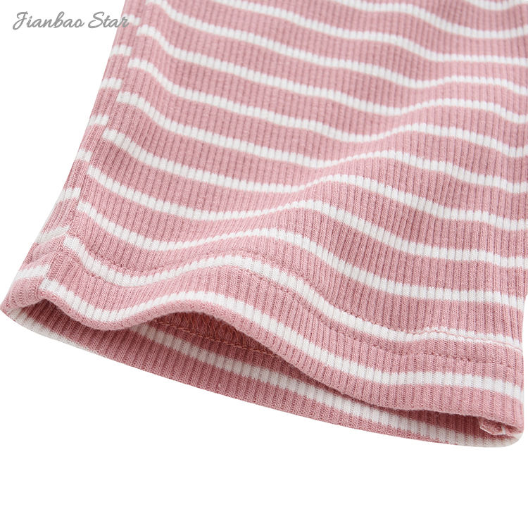 Лидер продаж, высококачественный удобный оптовый комплект из 100% хлопка, новый дизайн, летний костюм без рукавов в полоску, комплект детской одежды унисекс