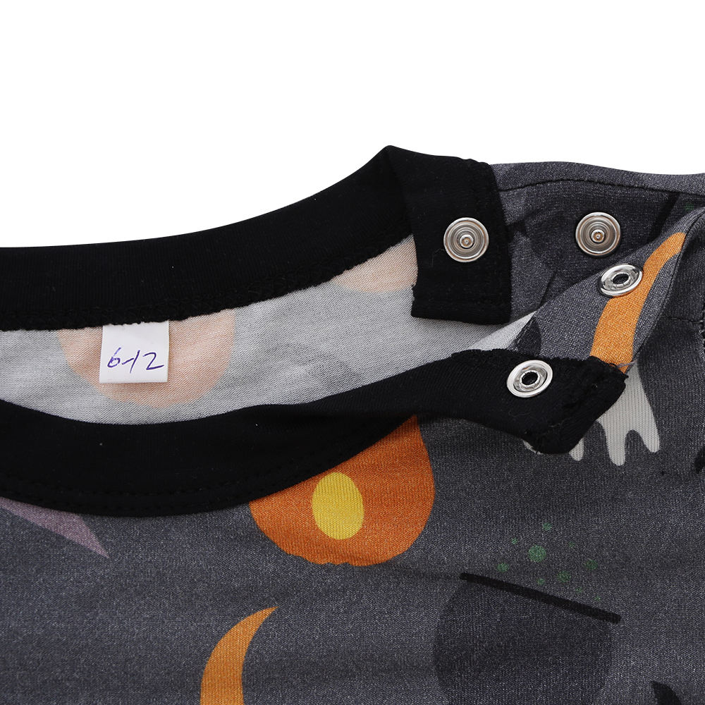 Новые поступления, горячая распродажа, оптовая продажа на заказ, модный вязаный комбинезон с пуговицами на Хэллоуин из 100% хлопка с короткими рукавами