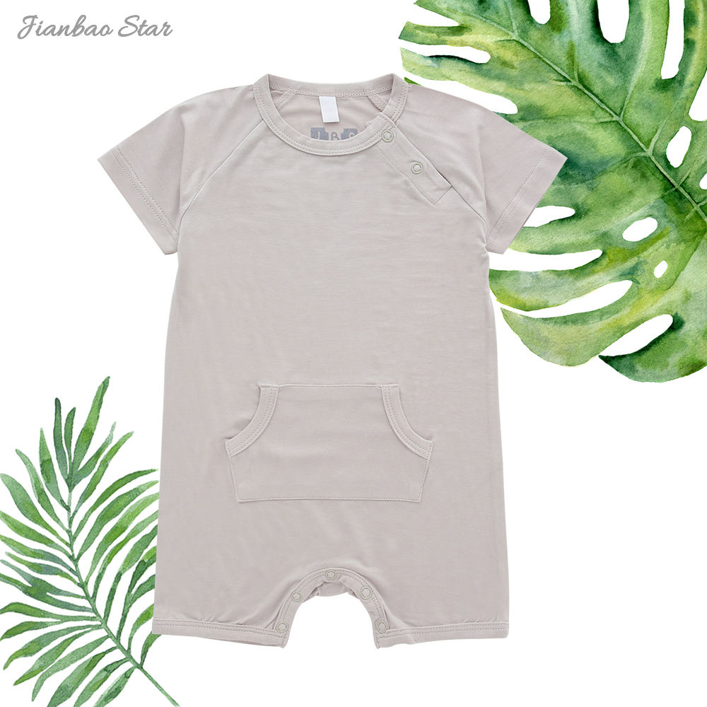Одежда для новорожденных, однотонный комбинезон из бамбука, спандекса и хлопка, летние комбинезоны унисекс с короткими рукавами, одежда для сна на заказ, OEM принимается