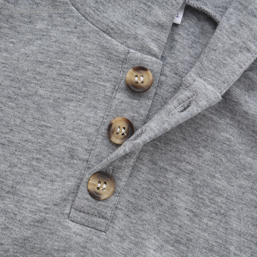 Классический серый оптовый весенне-осенний однотонный комплект одежды с длинными рукавами и капюшоном унисекс для малышей из двух предметов