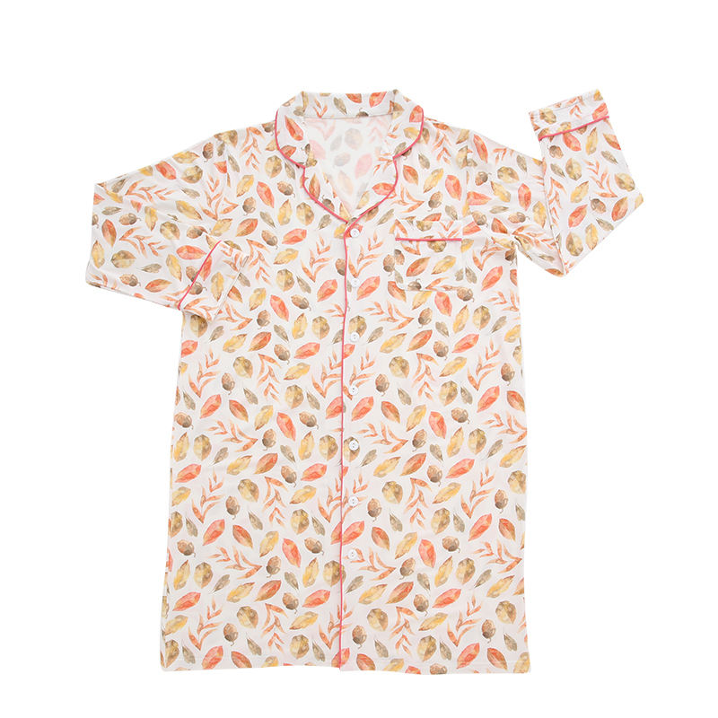 Пижамы для мам с длинными рукавами из высококачественной бамбуковой вискозы и пуговиц, женская одежда для сна, мягкое пижамное платье для мамы