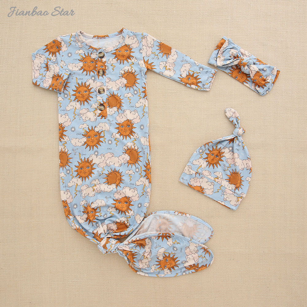 Новый дизайн, детский подарочный набор, мягкий бамбуковый спандекс, хлопковое боди, комбинезон, ткань унисекс, детское платье для сна, варежки, шапка, подарочный набор