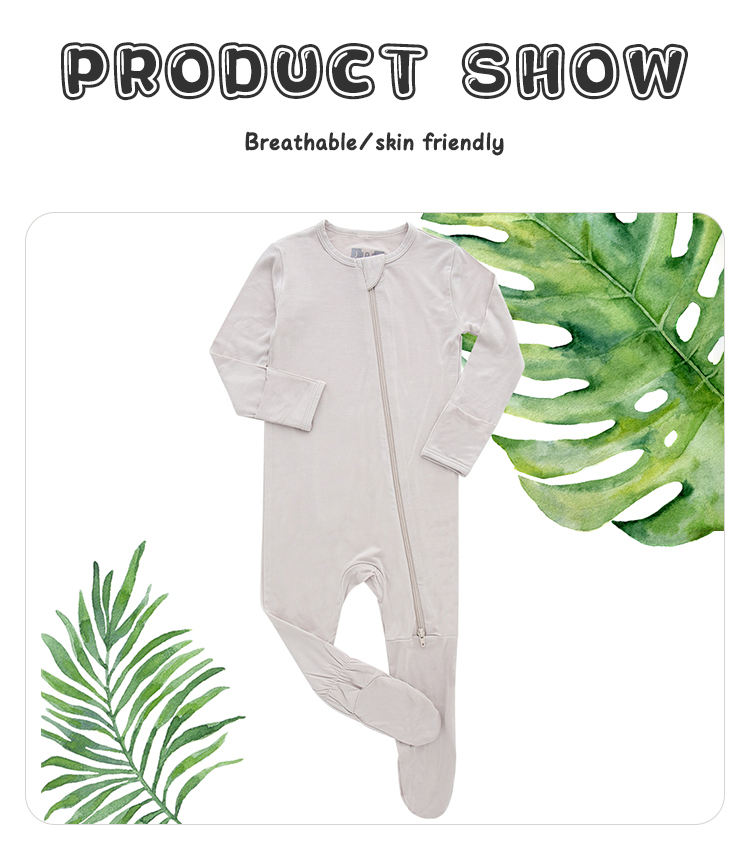 Оптовая продажа Footie Design Боди с длинными рукавами для маленьких мальчиков и девочек из спандекса, бамбуковая одежда, анти-захваты, комбинезон на молнии, пижамы