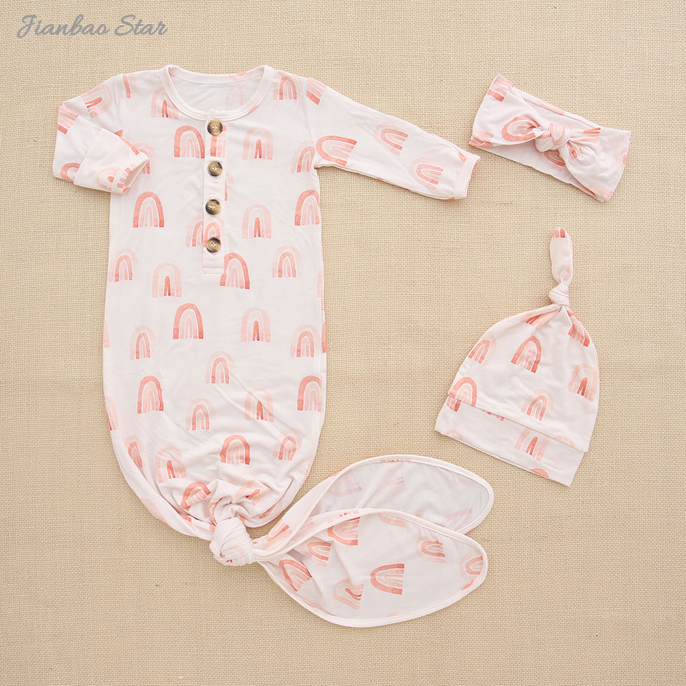 Комплекты детских халатов для сна с шапкой нового дизайна и милой дизайнерской повязкой на голову, комплект из 3 предметов, детский спальный мешок на четыре сезона