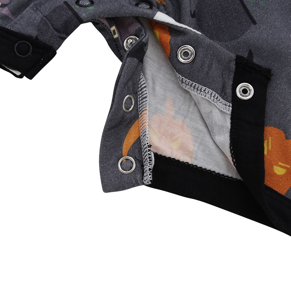 Новые поступления, горячая распродажа, оптовая продажа на заказ, модный вязаный комбинезон с пуговицами на Хэллоуин из 100% хлопка с короткими рукавами