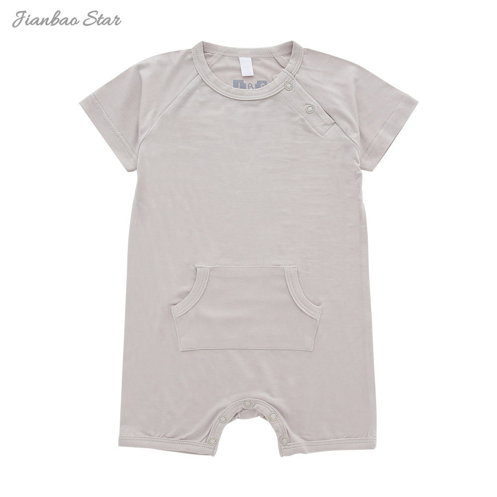 Одежда для новорожденных, однотонный комбинезон из бамбука, спандекса и хлопка, летние комбинезоны унисекс с короткими рукавами, одежда для сна на заказ, OEM принимается