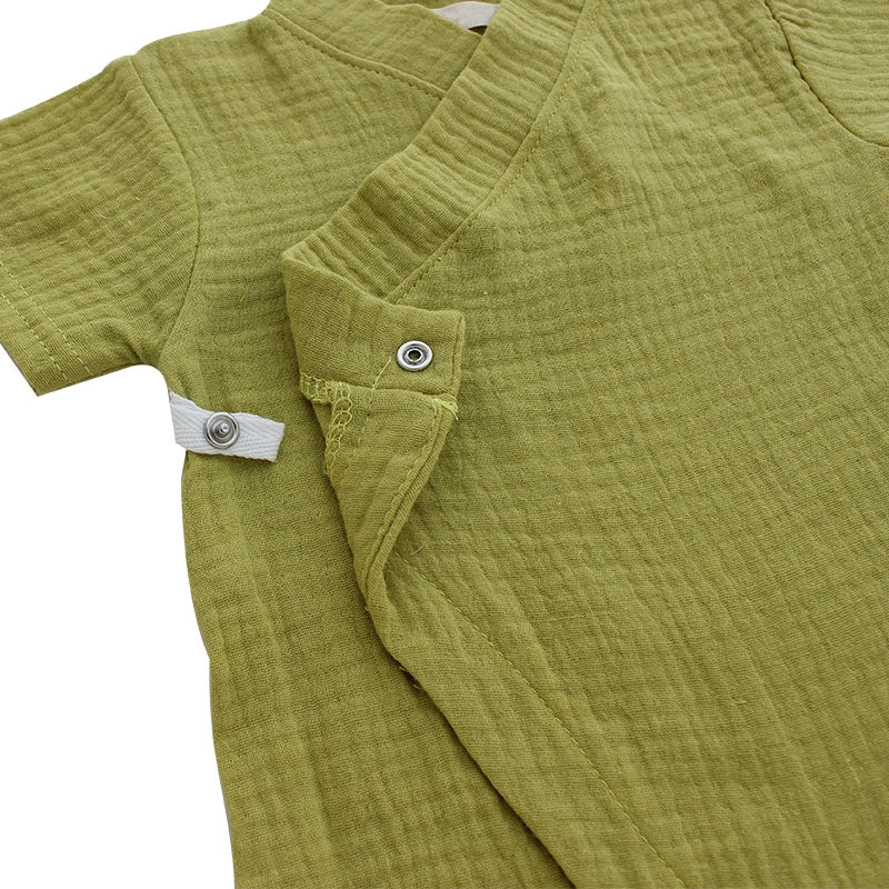 Новый дизайн, 100% хлопок, вязаный на заказ, удобный повседневный комбинезон с пуговицами для новорожденных, детская одежда с короткими рукавами