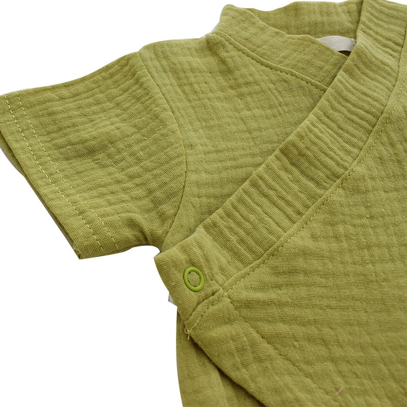 Новый дизайн, 100% хлопок, вязаный на заказ, удобный повседневный комбинезон с пуговицами для новорожденных, детская одежда с короткими рукавами