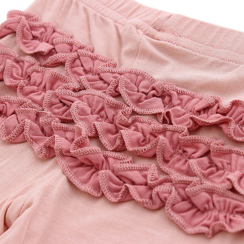 Новинка, хит продаж, детские штаны с тройными рюшами для маленьких девочек, розовые штаны из смеси бамбука и спандекса на заказ, штаны для маленьких детей