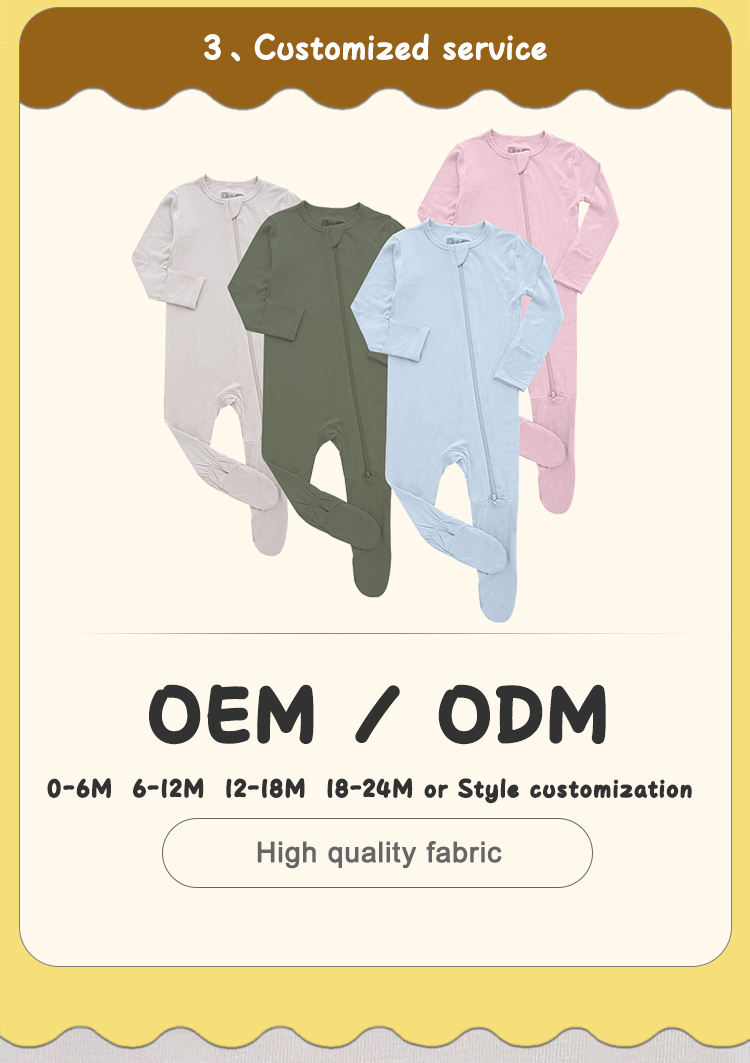 Оптовая продажа Footie Design Боди с длинными рукавами для маленьких мальчиков и девочек из спандекса, бамбуковая одежда, анти-захваты, комбинезон на молнии, пижамы
