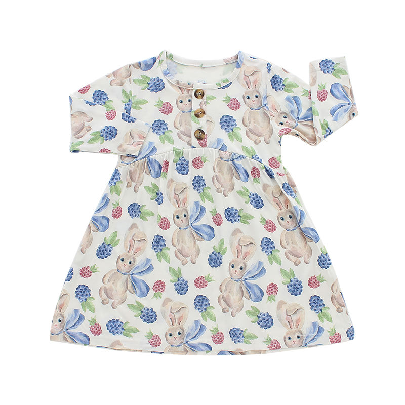 Очень мягкая текстура, бамбуковое вязаное весеннее детское платье с длинными рукавами и пуговицами, дизайнерское платье для маленьких девочек