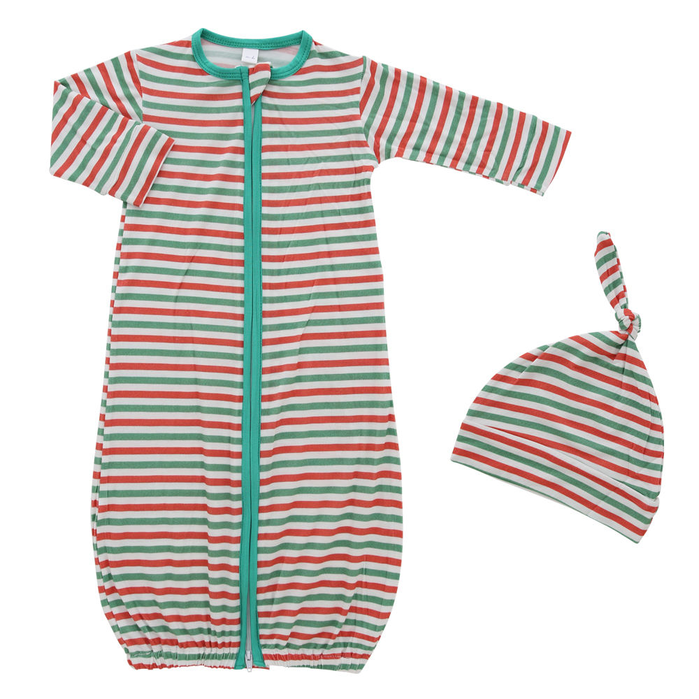 Оптовая продажа, спальный мешок с длинными рукавами и передней молнией, мягкая и милая шапка, комплекты детской ночной рубашки для новорожденных, малышей