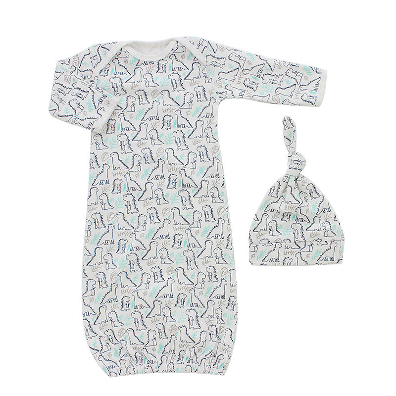 Лидер продаж, спальный мешок с длинными рукавами для новорожденных и милой шапкой, пижамные комплекты из 2 предметов, дизайн детской одежды для сна с воротником-конвертом